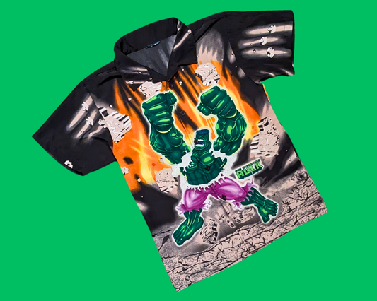 Chemise boutonnée à manches courtes L'Incroyable Hulk Y2K, taille S