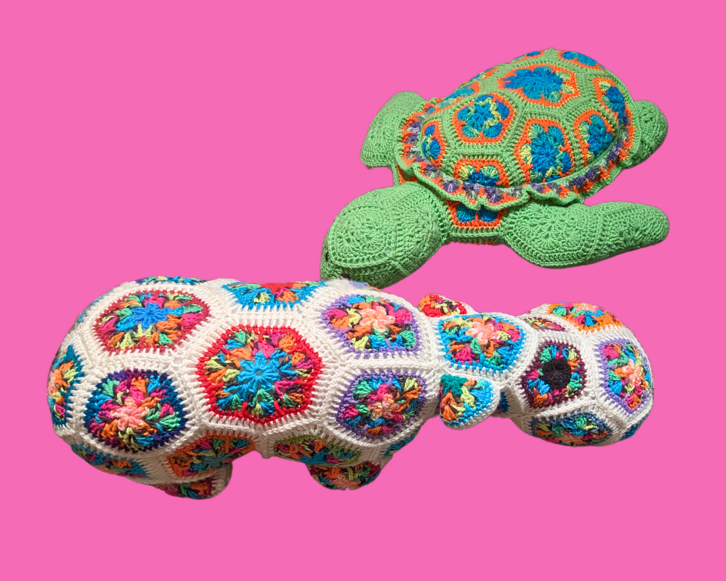Ensemble de deux peluches vintage des années 1980, fabriquées à la main et crochetées