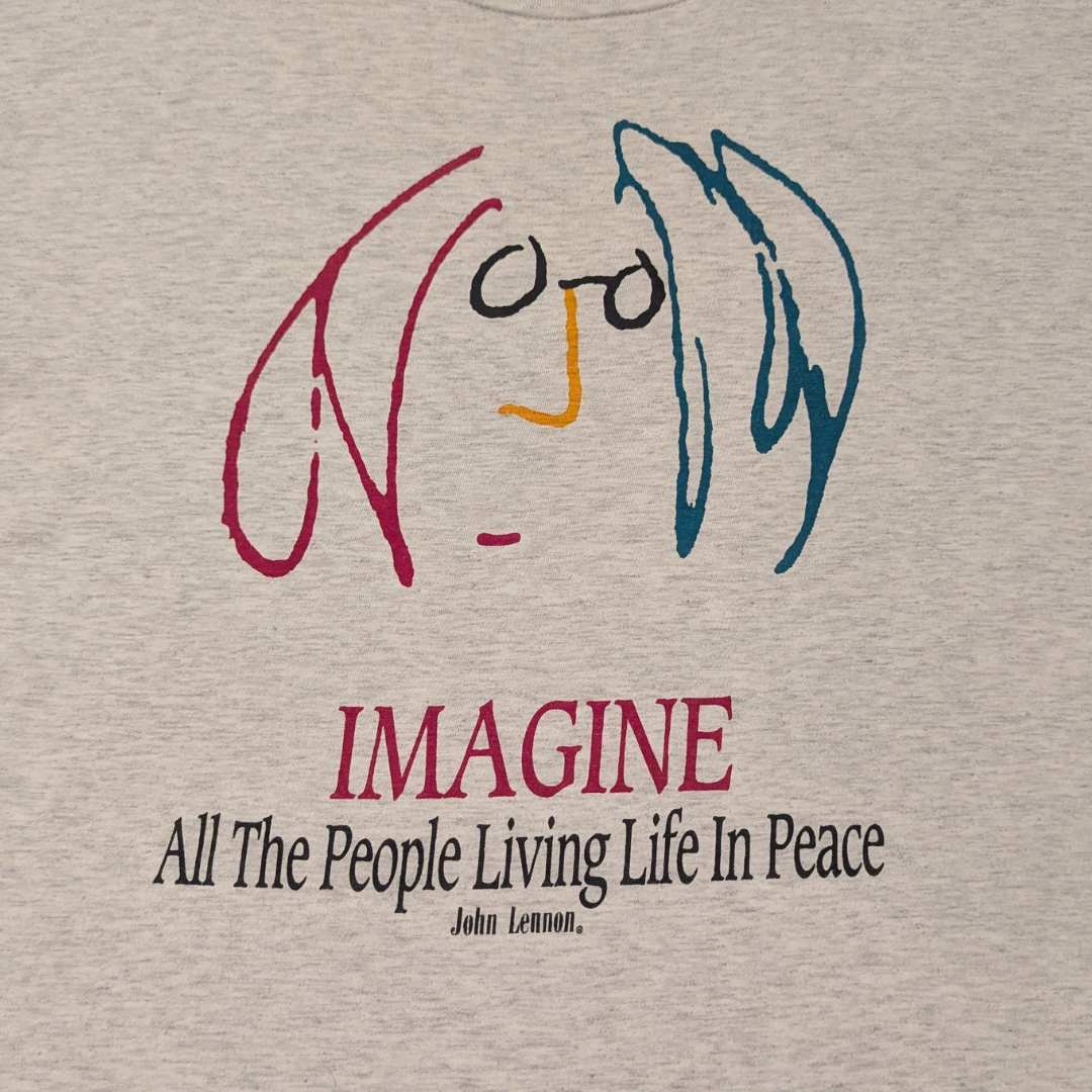 Vintage 1980's John Lennon ''All The People Living Life in Peace'' T-Shirt Size L
