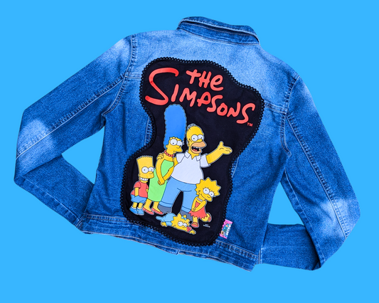 Handmade, Upcycled The Simpsons Denim Jacket Size S