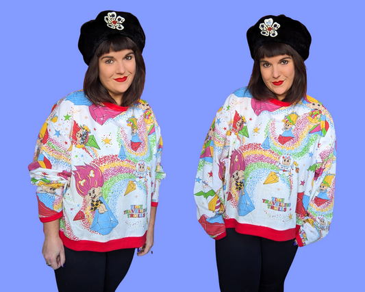 Pull surdimensionné XL des Trolls voyageurs, fait main et recyclé