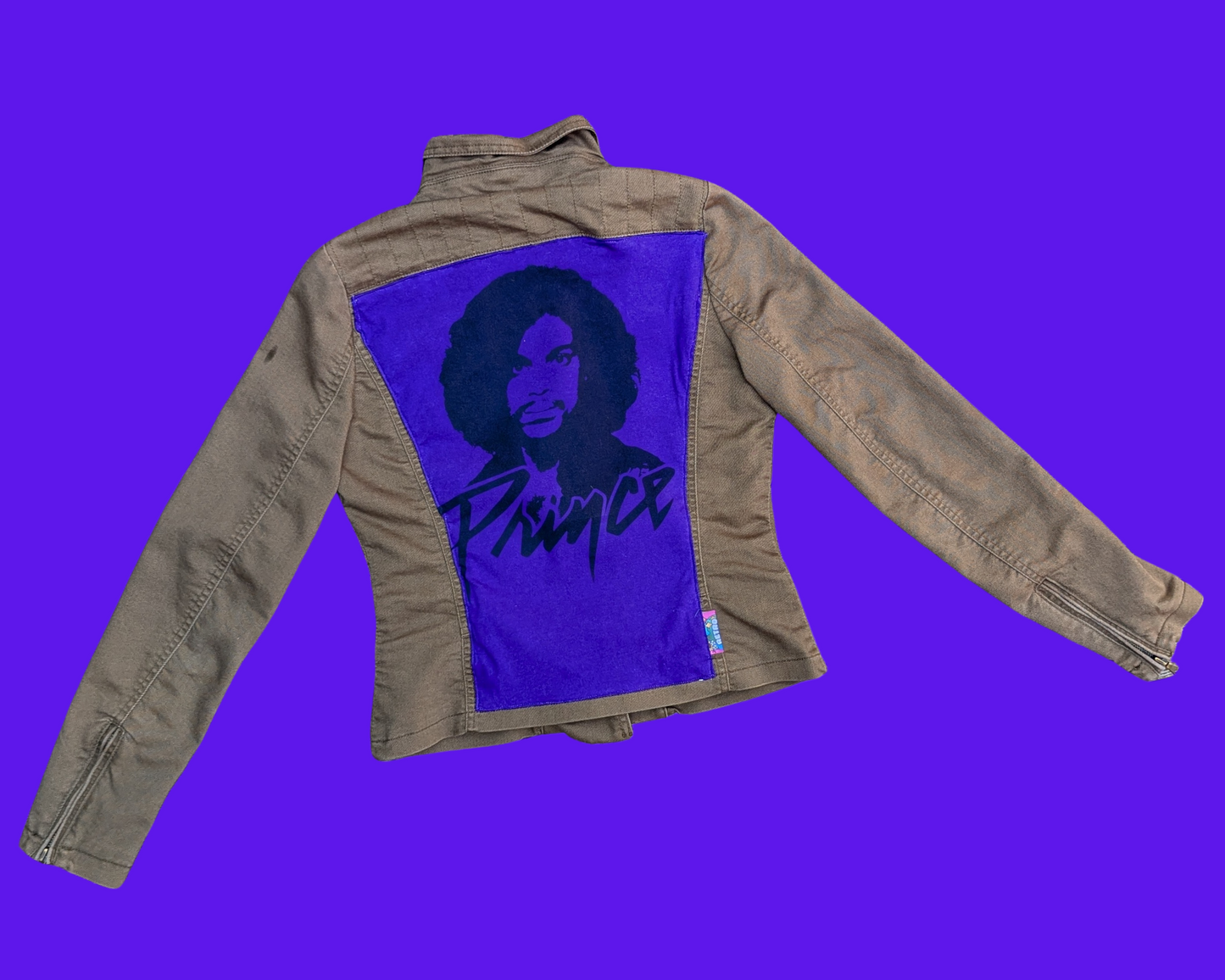 Handmade, Upcycled Prince Denim Jacket Size US 8, M
