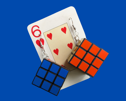Handmade, Upcycled Rubik's Cube Earrings