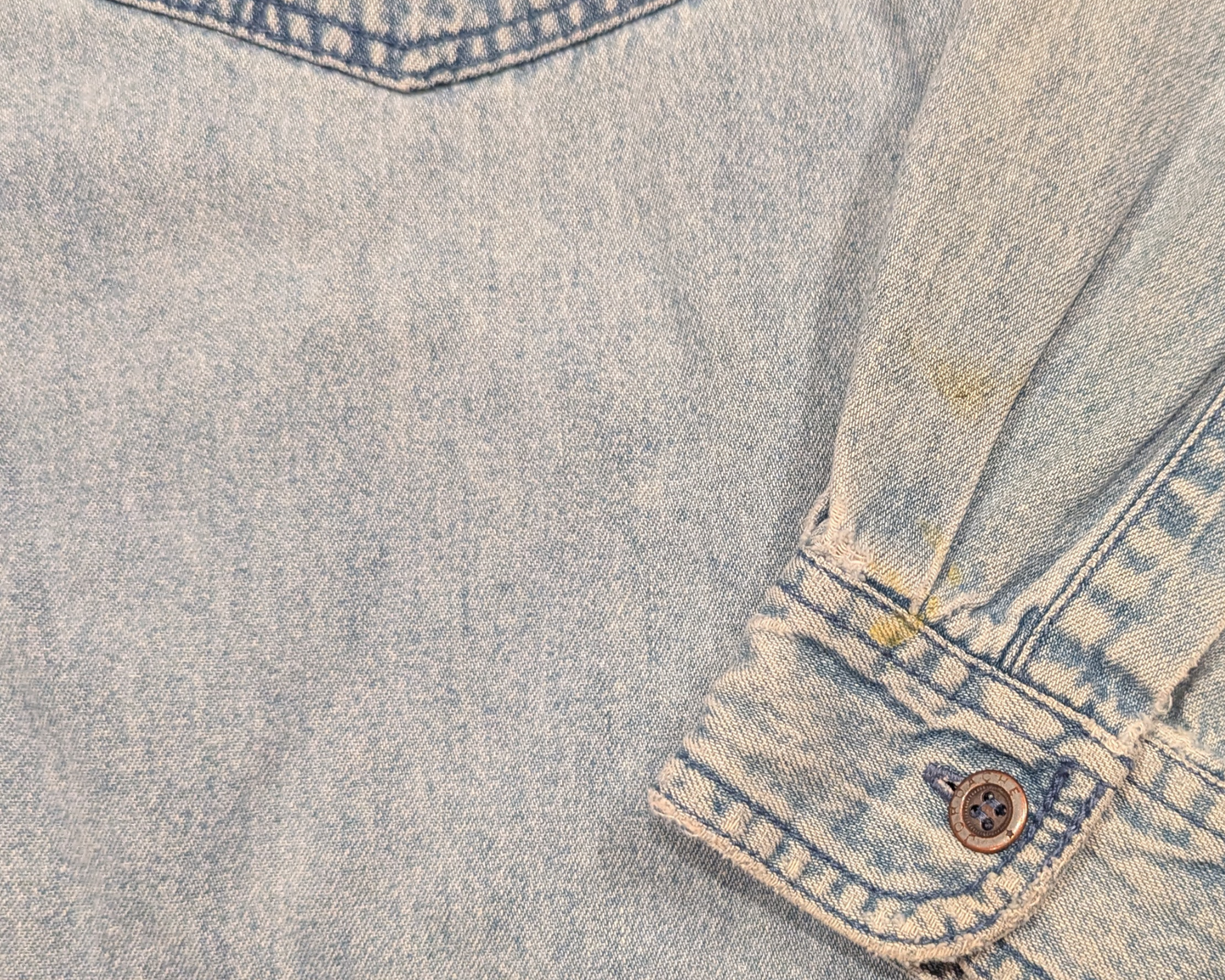 Handmade, Upcycled Alice in Wonderland Denim Shirt Size M-L