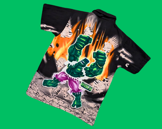 Chemise boutonnée à manches courtes L'Incroyable Hulk Y2K, taille S