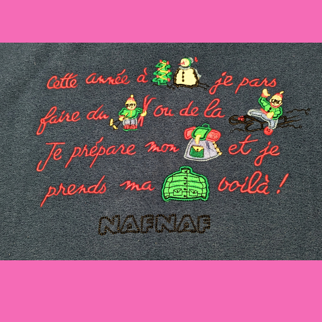 Vintage 1990's Naf Naf Green Winter Themed, Embroidery Turtleneck Size XL