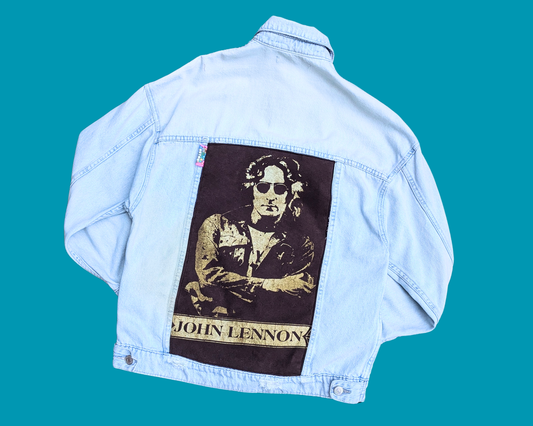 Handmade, Upcycled John Lennon Denim Jacket Size M