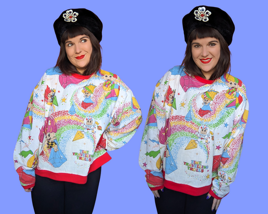 Pull surdimensionné XL des Trolls voyageurs, fait main et recyclé
