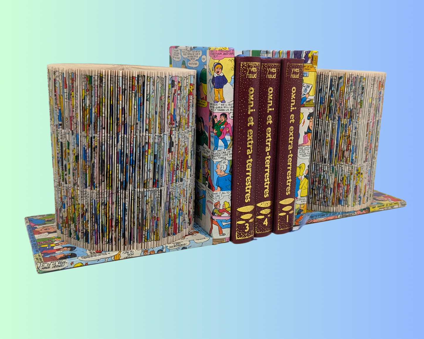 Handmade and Upcycled Book Folding Archie Comic Books Bookends