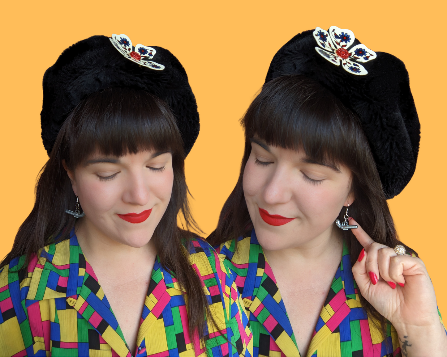Handmade, Upcycled Clue Revolver Piece Earrings
