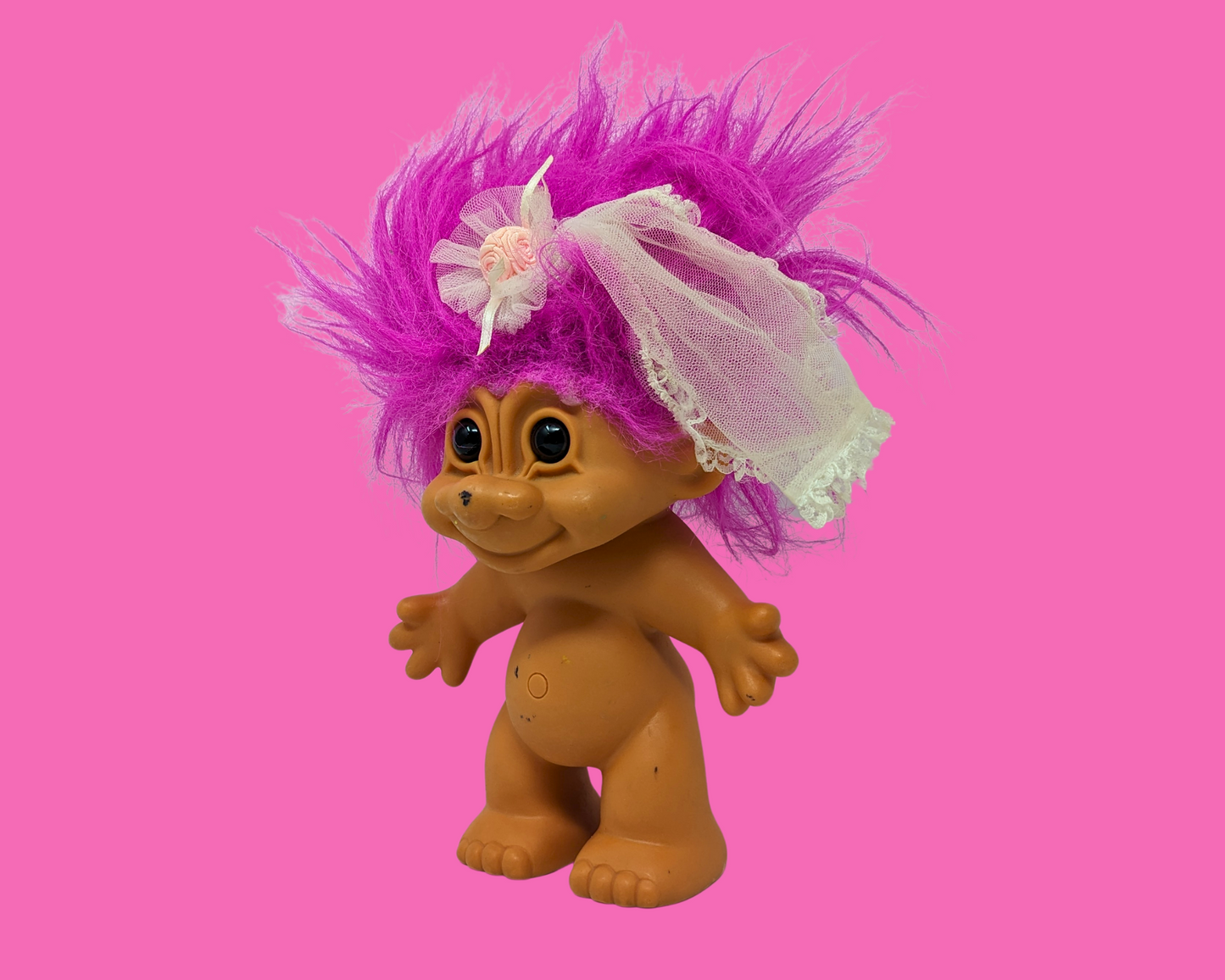 Vintage 1990's Medium Sized Pink Hair Troll