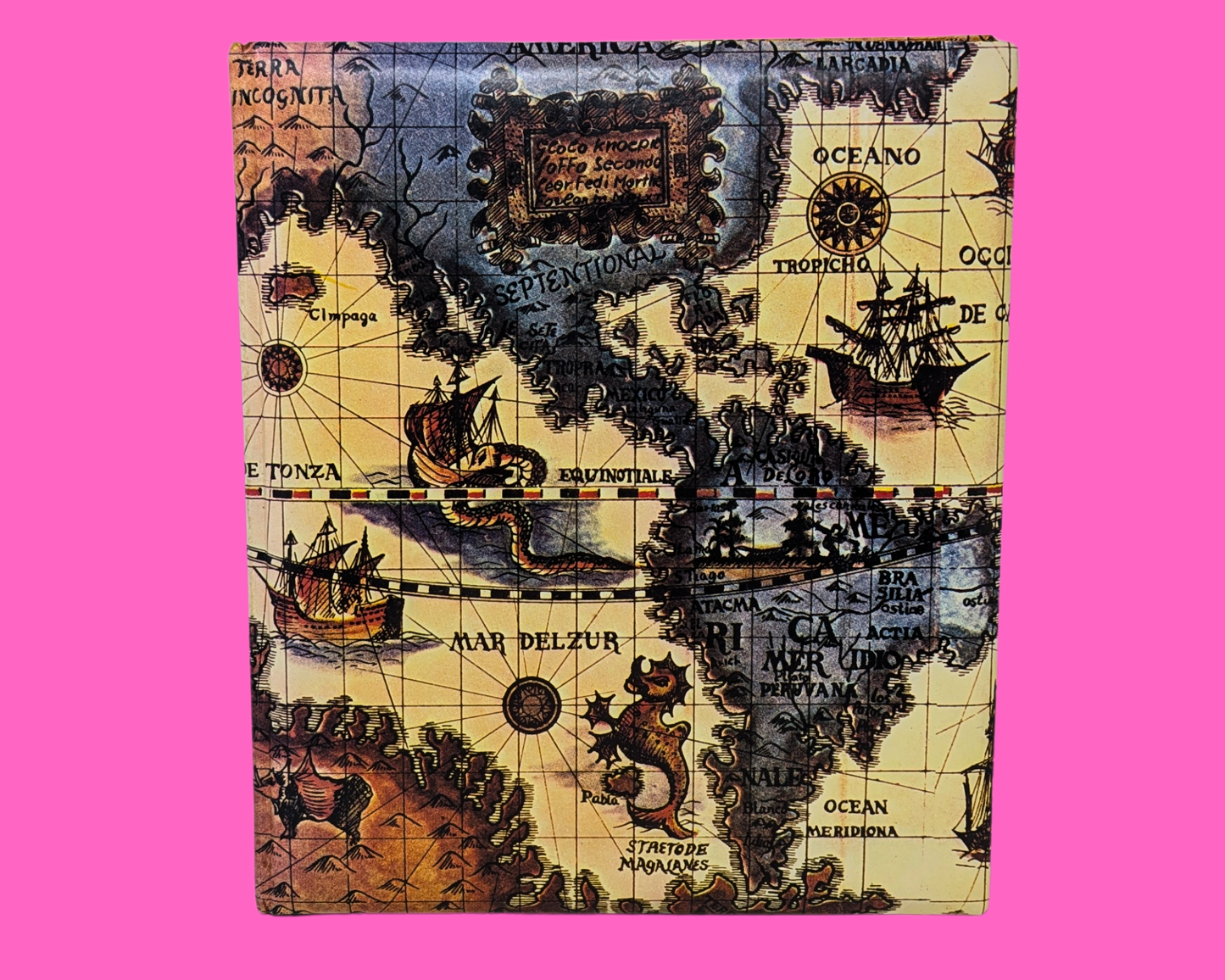 Album photo vintage des années 1970 avec carte du monde, fabriqué au Japon