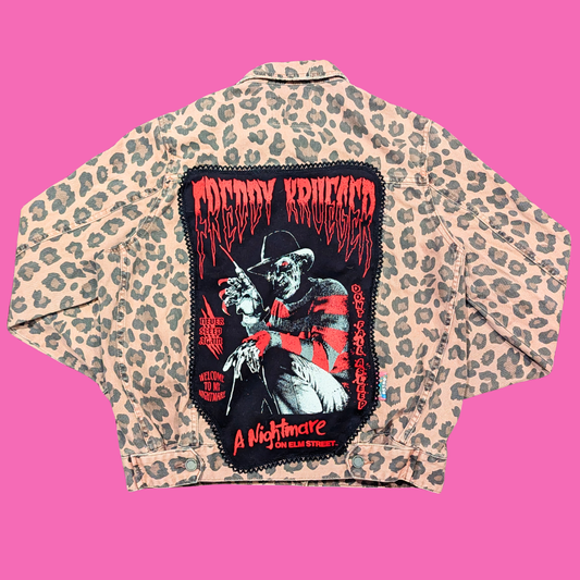 A Nightmare on Elm Street, Freddy Krugger Upcycled Denim Jacket Size L