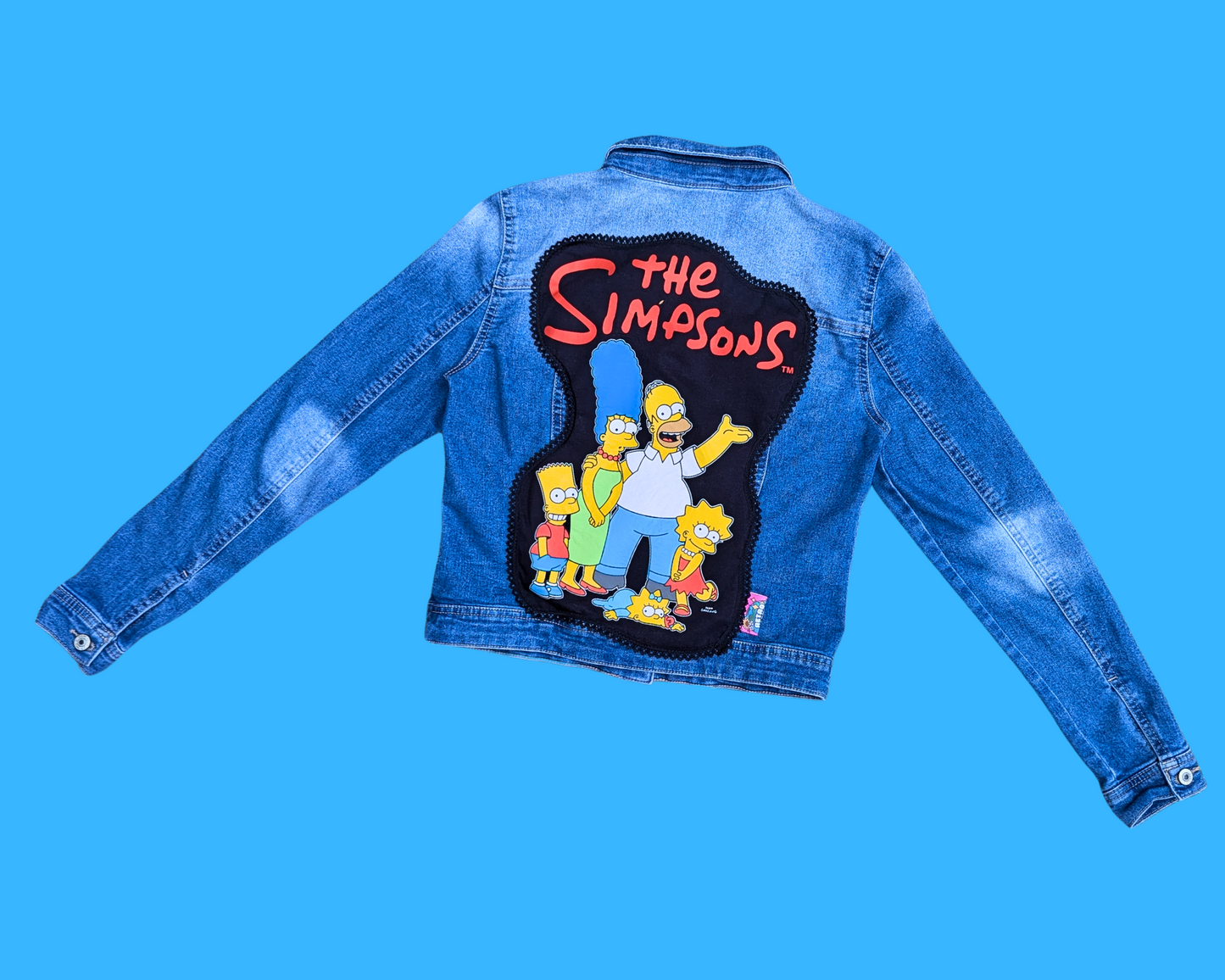 Handmade, Upcycled The Simpsons Denim Jacket Size S