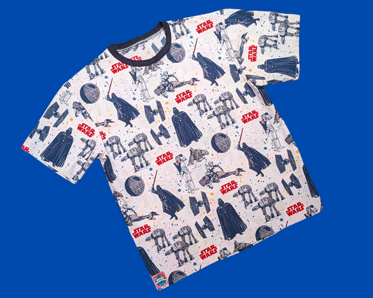 T-shirt drap de lit Star Wars fait main et recyclé, taille M