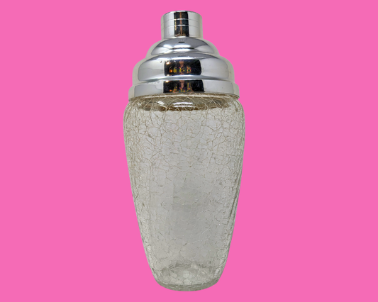 Shaker à cocktail vintage en verre brisé des années 1960
