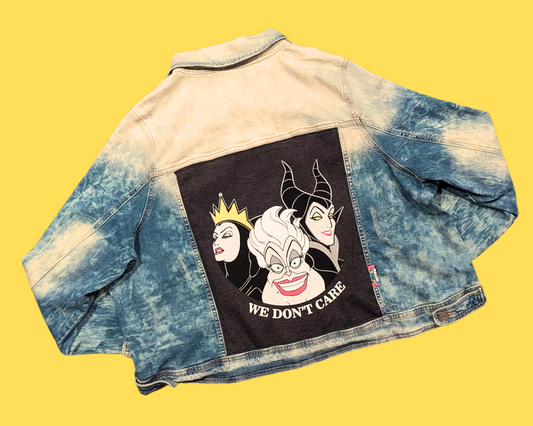 Handmade, Upcycled We Don't Care, Disney Vilains Denim Jacket Size 3XL