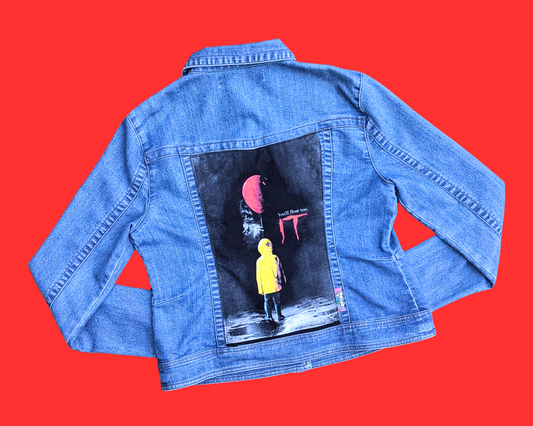 Veste en jean It The Movie de Stephen King, fabriquée à la main et recyclée, taille M