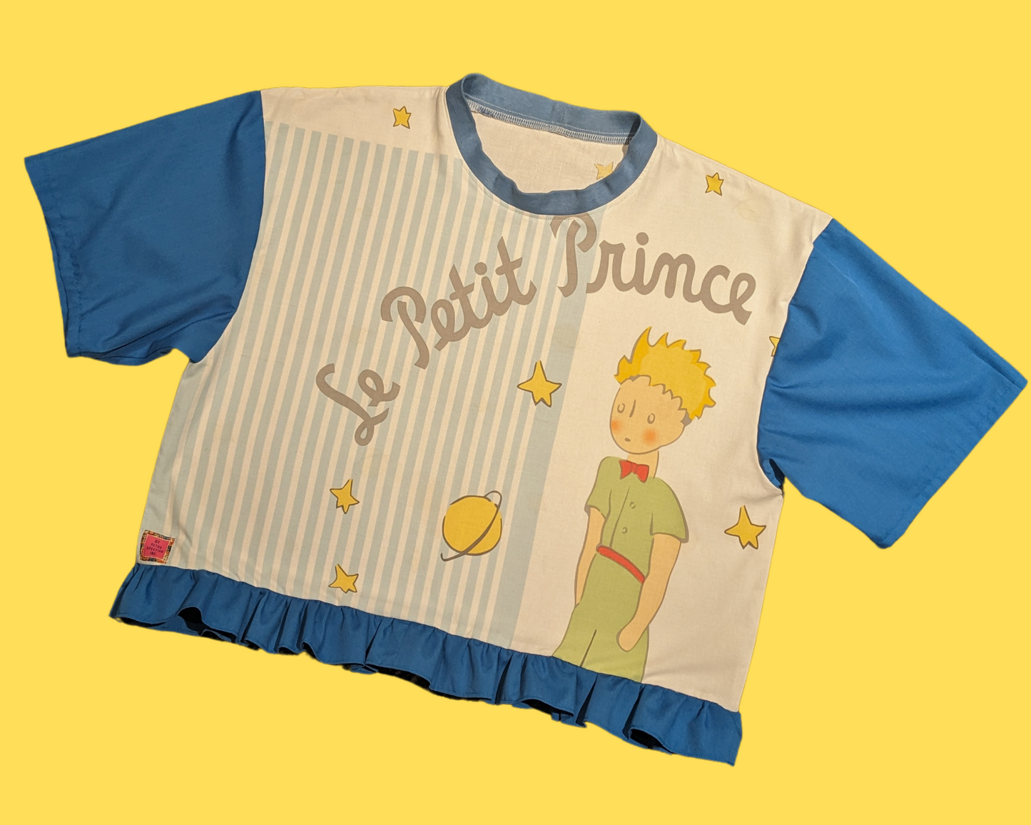 Handmade, Upcycled Le Petit Prince Pillowcase Crop Top Oversized M