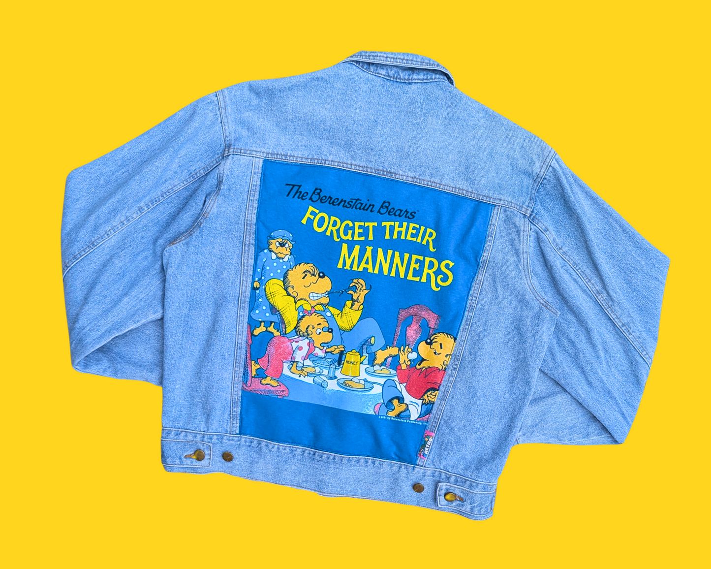 Handmade, Upcycled The Berenstain Bears Denim Jacket Size L
