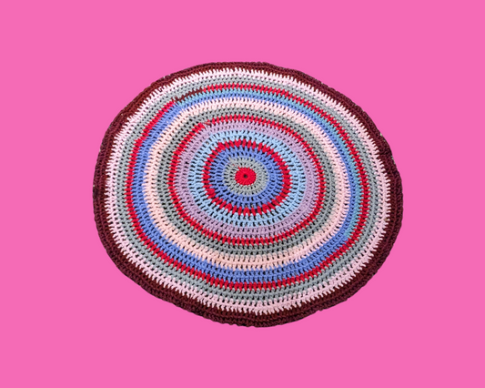 Tapis vintage arc-en-ciel des années 1980, laine synthétique, petit crochet