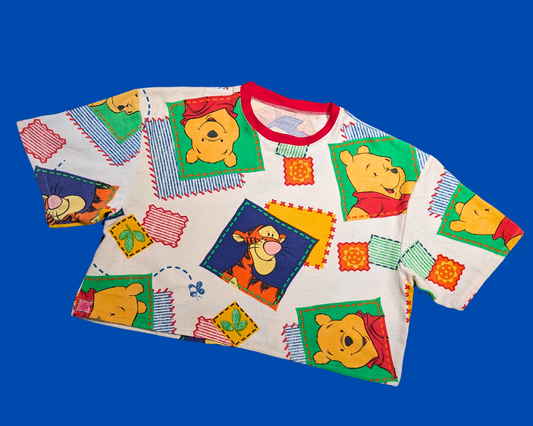 Haut court en flanelle Winnie l'ourson fait main et recyclé, taille 2XL