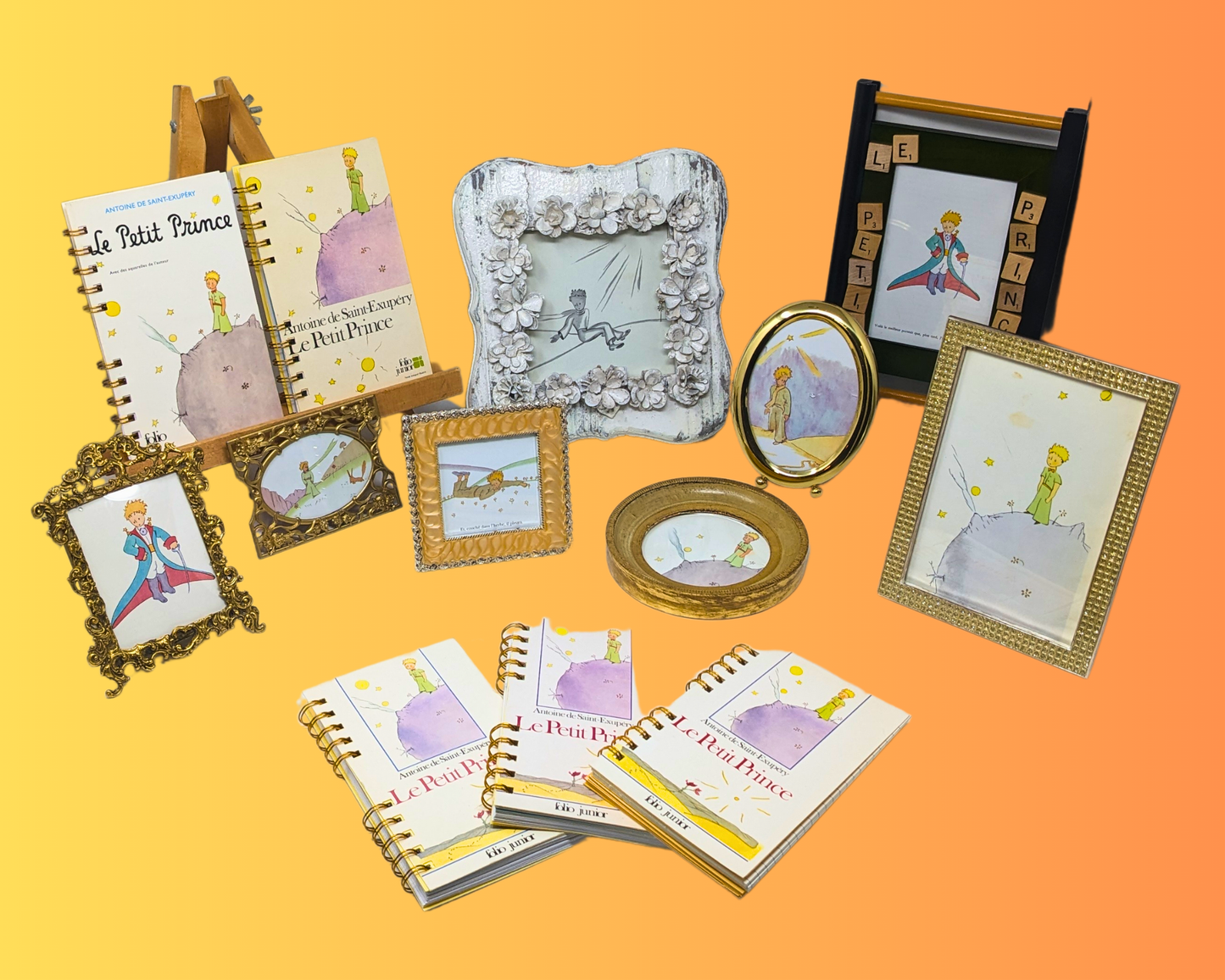 The Little Prince, Le Petit Prince Antoine de Saint-Exupéry, Decorative Frames and Notebooks