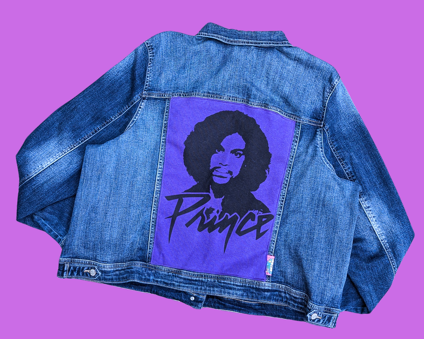 Handmade, Upcycled Prince Denim Jacket Size 3XL