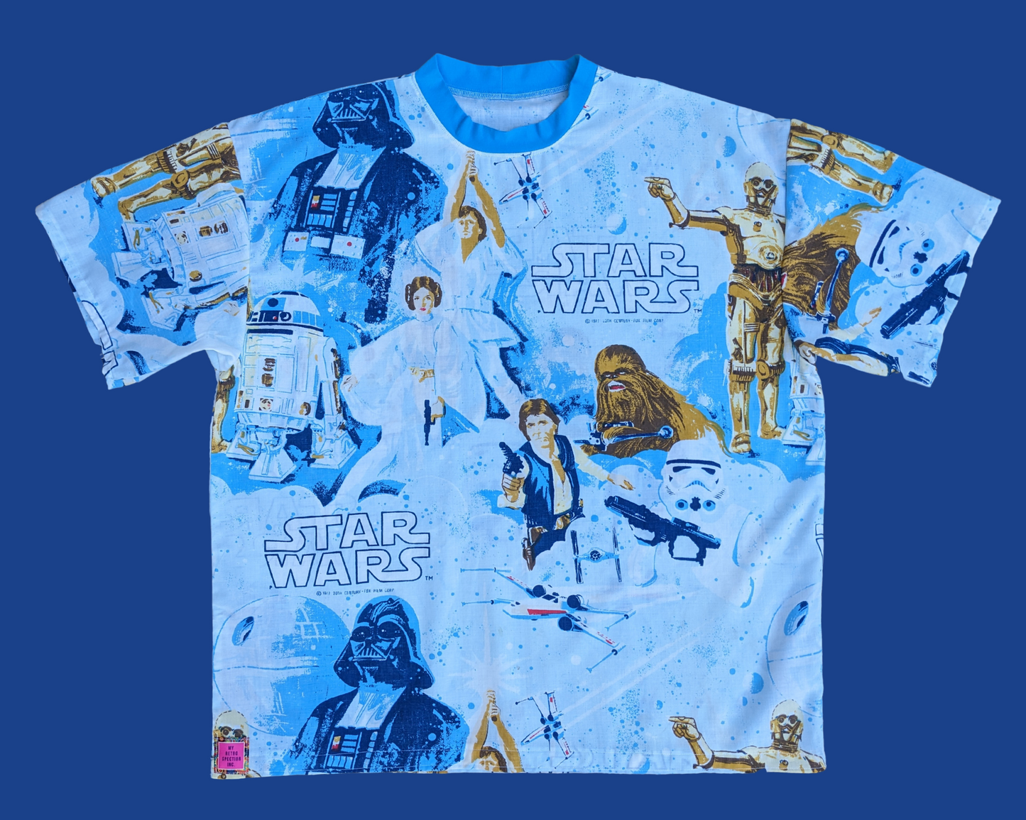 Handmade, Upcycled Star Wars A New Hope Vintage 1977 Bedsheet T-Shirt Oversized XL