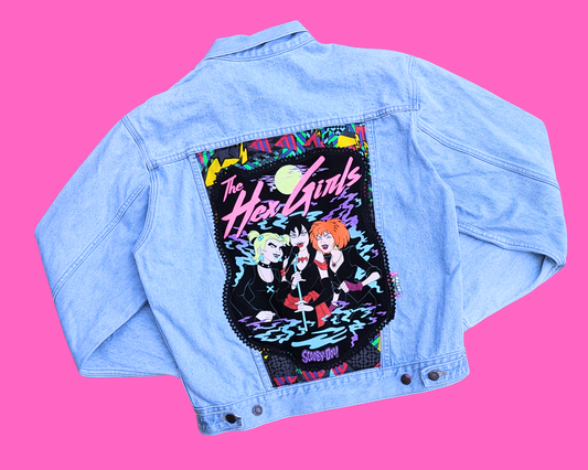 Veste en jean Scooby Doo The Hex Girls, fabriquée à la main et recyclée, taille L