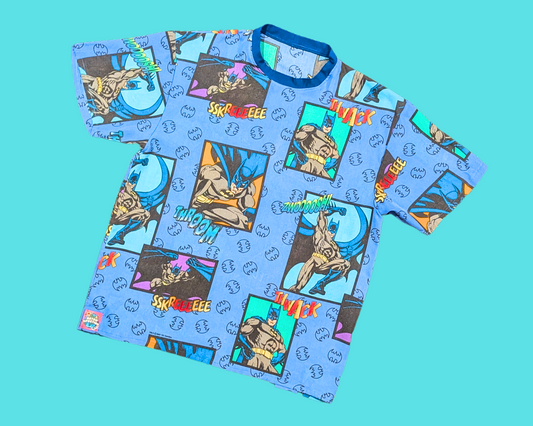 T-shirt vintage Batman fait main et recyclé, taille M