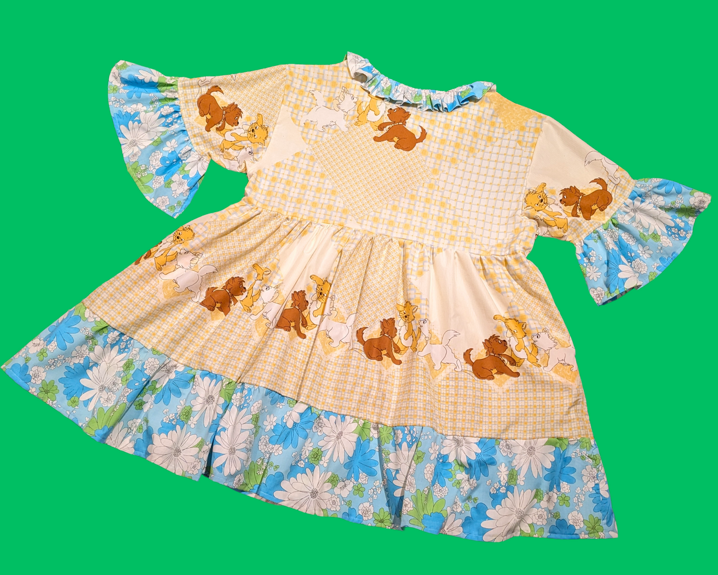 Robe t-shirt vintage des années 1980, fabriquée à la main et recyclée, inspirée du film Les Aristochats de Walt Disney, taille 2XL