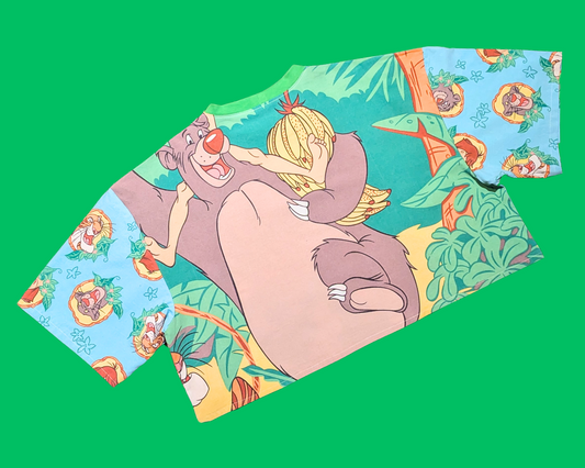 Haut court surdimensionné et ajusté Le Livre de la Jungle, fait main et recyclé, taille 2XL