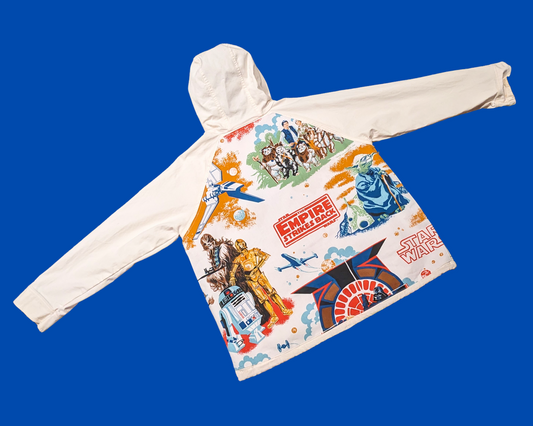 Drap de lit Star Wars fait main et recyclé, veste à capuche blanche, taille XXL