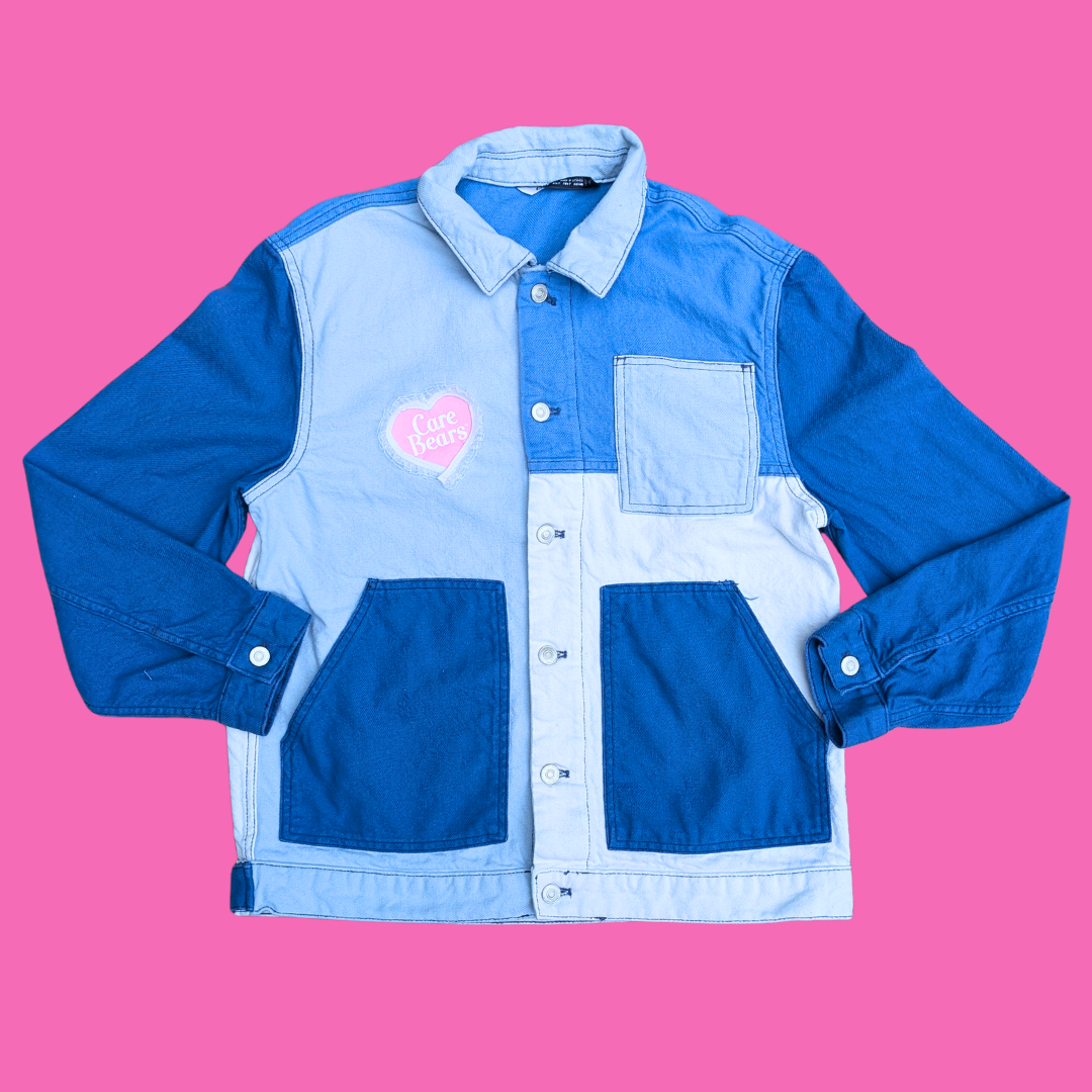 Care Bears Upcycled T-Shirt Denim Jacket/Shirt Size L