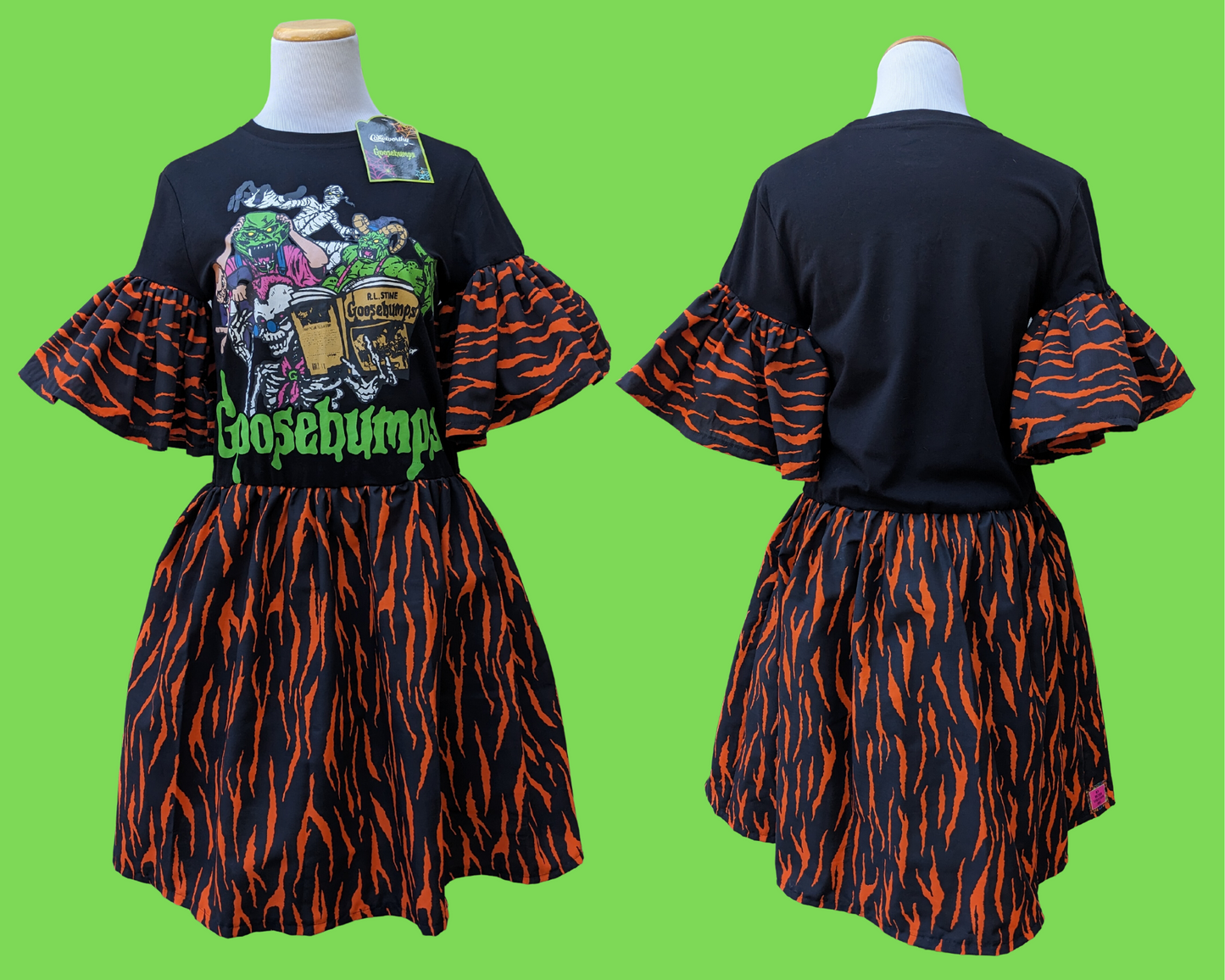 Fait à la main, Upcycled Love Actually, tissu à carreaux rouge, robe t-shirt taille L