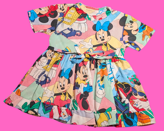 Commande pour Spencer - Robe Disney vintage des années 1990, faite à la main et recyclée, motif Mickey Mouse, imprimé funky, taille S à XL