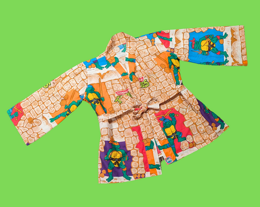 Kimono vintage fait main et recyclé des années 1980, motif Tortues Ninja, convient à toutes les tailles jusqu'au 5XL