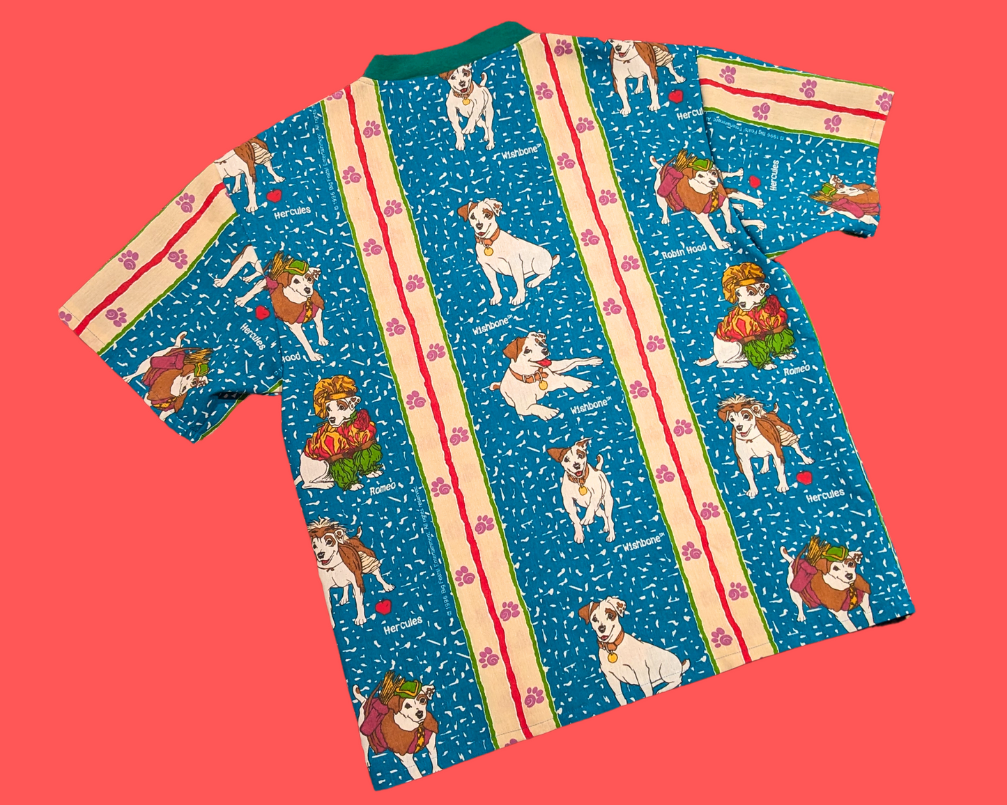 Handmade, Upcycled Vintage 1990's Wishbone the Dog Bedsheet T-Shirt Oversized XS - Fits Like A Size M