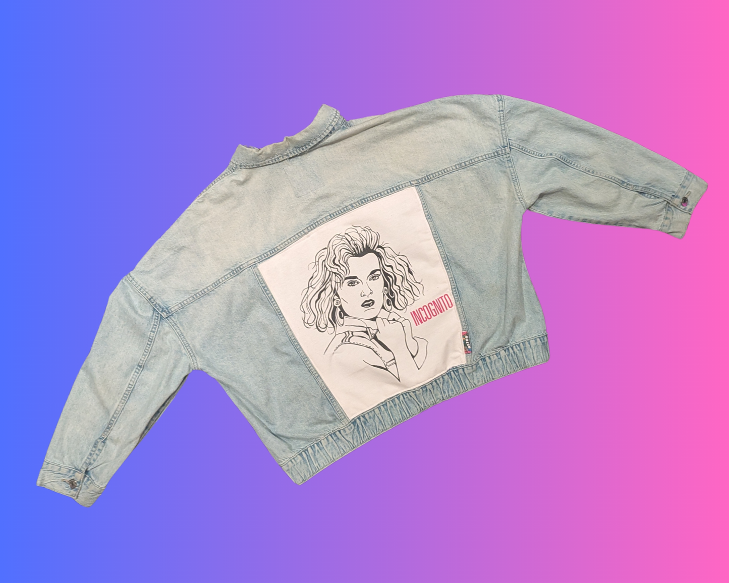 Handmade, Upcycled Céline Dion Incognito Denim Jacket Size L