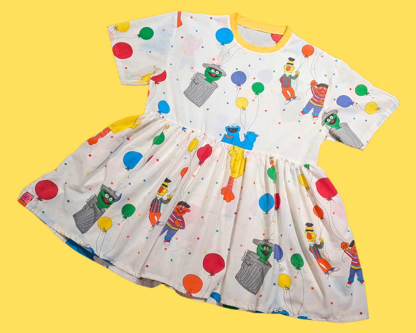 Handmade, Upcycled Sesame Street Bedsheet T-Shirt Dress Fits S-M-L-XL