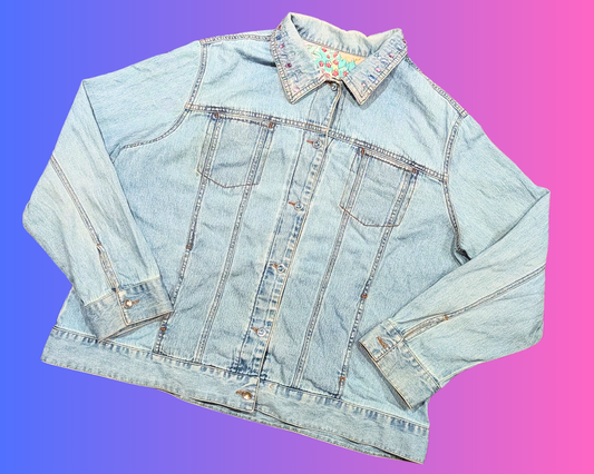 Handmade, Upcycled Spice Girls Denim Jacket Size XL