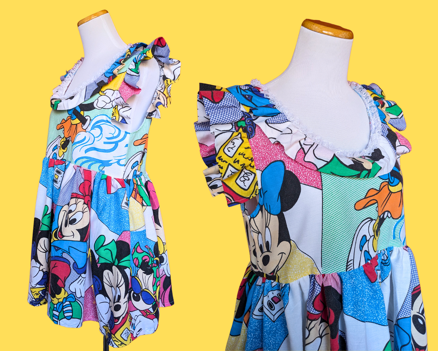 Robe Minnie Mouse Disney faite à la main et recyclée, taille S