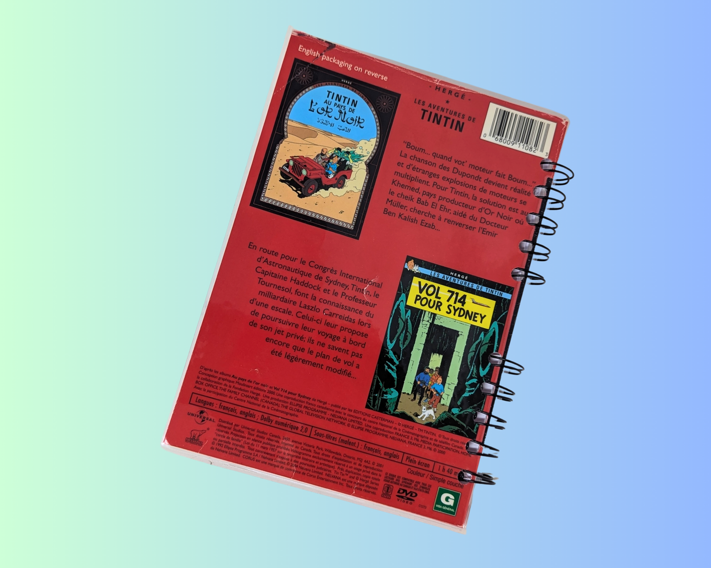 Tintin Au Pays de L'Or Noir DVD Movie Notebook