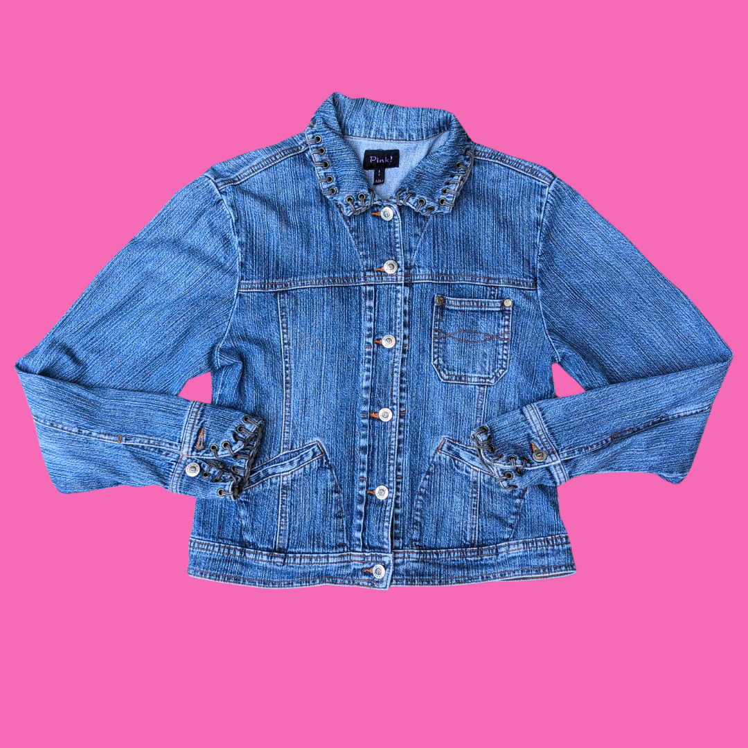 Friends Upcycled T-Shirt Denim Jacket Size M
