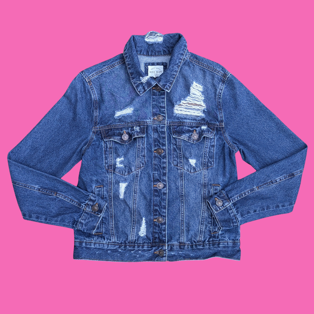Spirited Away Upcycled T-Shirt Denim Jacket Size L for Women