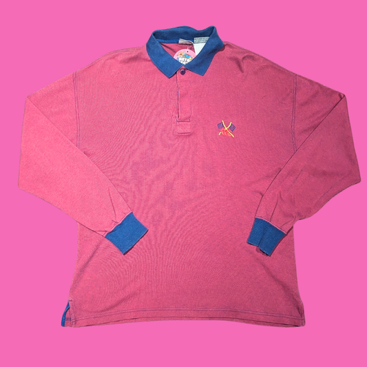 Vintage 1990's Polo Shirt Styled by Canterbury of New Zealand Black Long Sleeves Shirt Size M