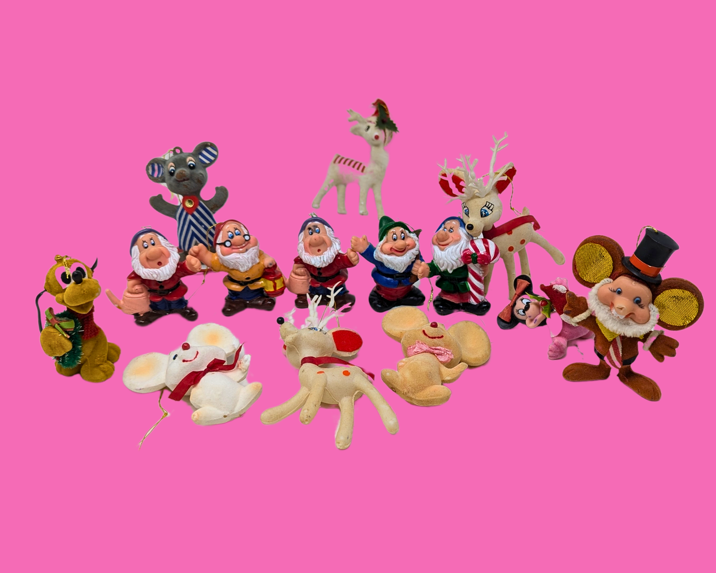 Décorations de Noël vintage des années 1960, personnages et cerfs Disney, vendues en lot