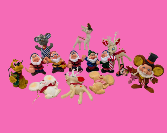 Décorations de Noël vintage des années 1960, personnages et cerfs Disney, vendues en lot