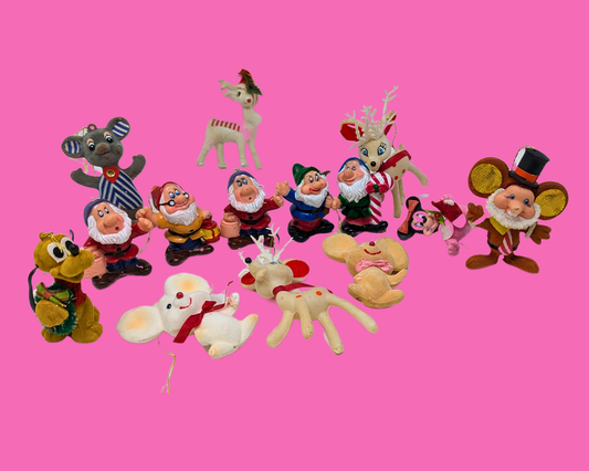 Décorations de Noël vintage des années 1960, personnages et cerfs Disney, vendues en lot